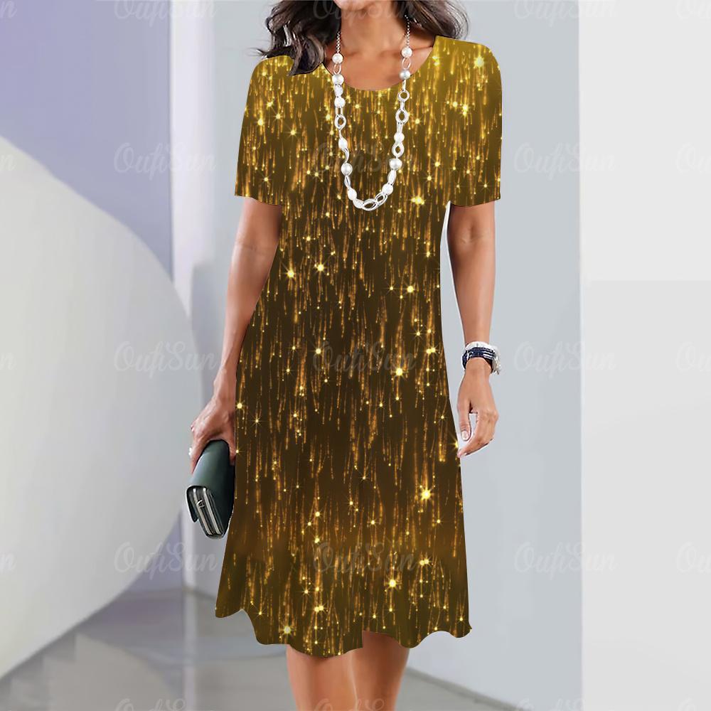 2025 New Women's Dresses Sequin Print Elegant Beautiful Dresses Female Summer Casual Fashion Daily Clothes