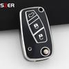 Tpu Car Key Case Cover For Fiat Panda Stilo Punto Doblo Grande Bravo 500 Ducato Minibus Folding Keychain Interior Accessories
