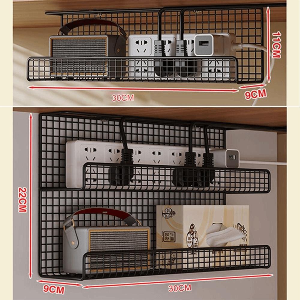 Adjustable Under-desk Cable Management Tray with Clamp Metal Desk Cable Organizer No Drill Wire Socket Storage Home