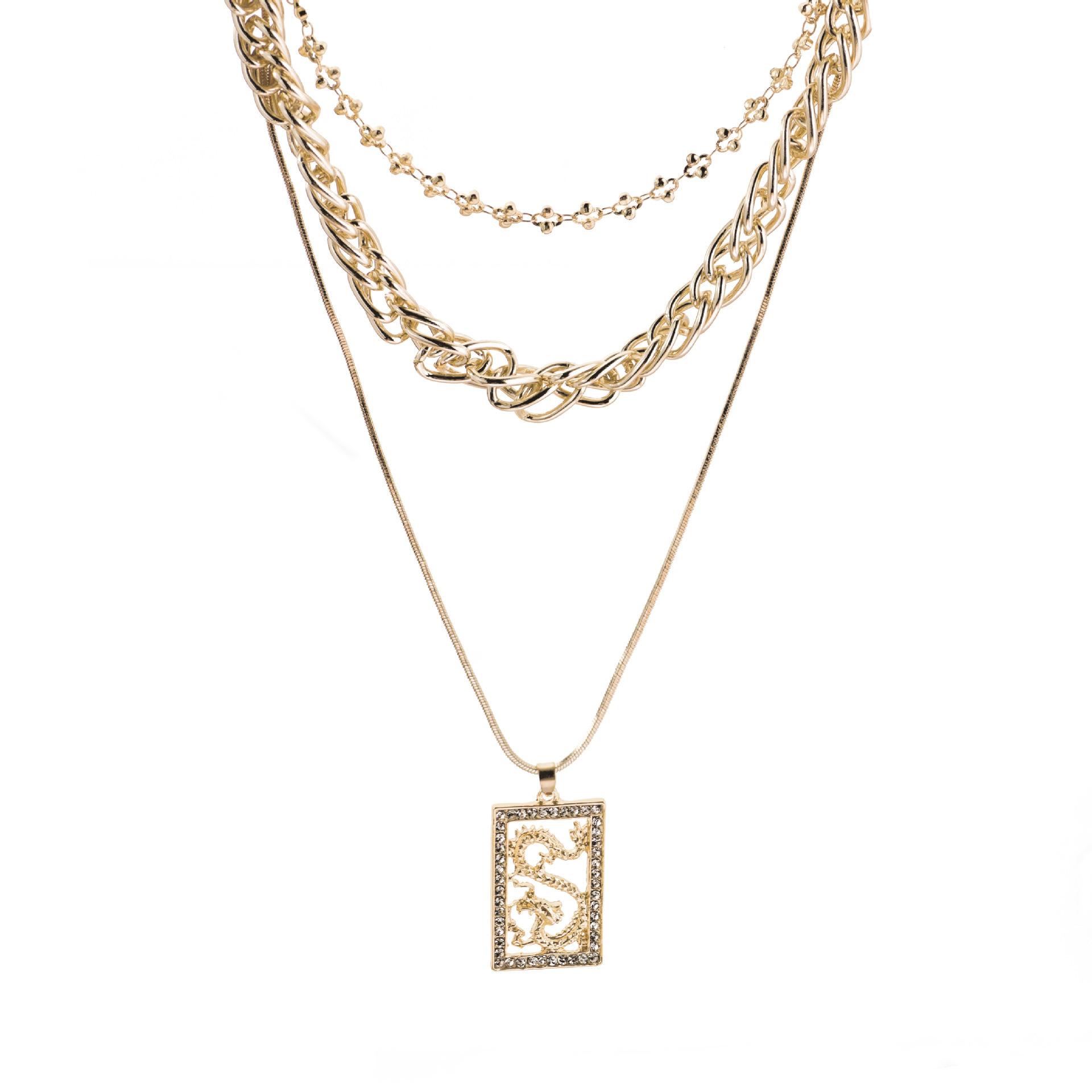 

Dragon Rhinestone Dazzling Pendant Necklace In Alloy For Fashion Forward Women золотий