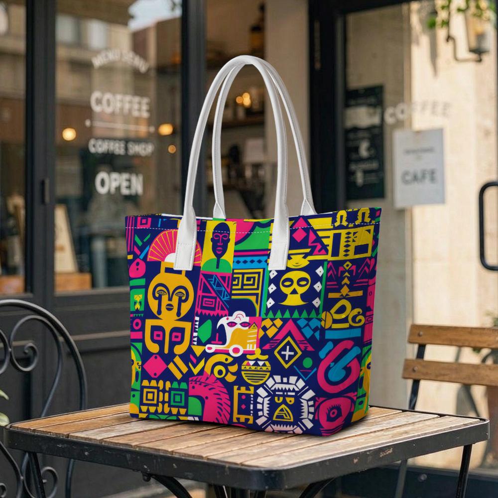 African Pattern Casual Shoulder Tote Large Daily Handbag
