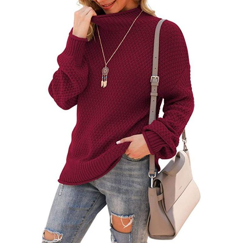 Women S Plus Size High Neck Long Sleeve Loose Knit Pullover Sweater