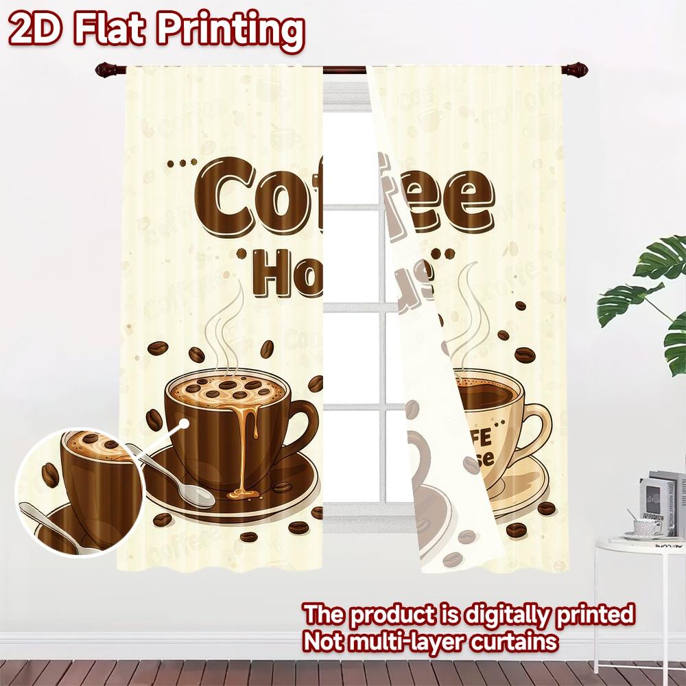 2D flat Photography Backdrop Background cloth Coffee Cups and Beans 100% Polyester Festive Backdrops Use for Outdoor living