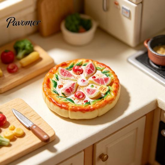 Handmade Jewelry Making Components 2Pcs Mini Resin Pizza Ornaments, Realistic Miniatures, Tiny Doll Mansion Props Food Ornaments for DIY Craft