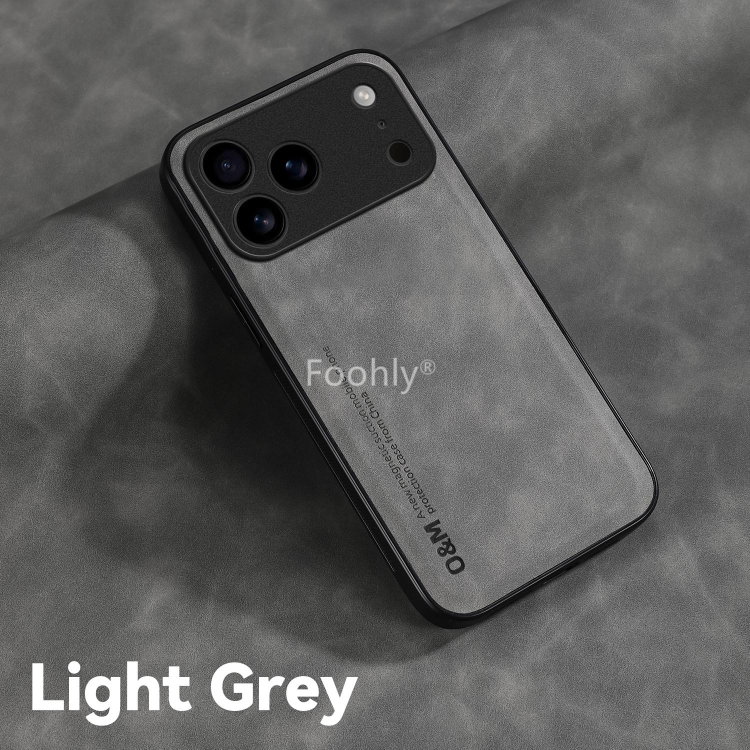 

Nubuck Leather Shockproof Magnetic Case for Apple iPhone 17 Pro Max 17 Air Protective Cover Back Shell Coque Funda iPhone17 Pro світло-сірого кольору