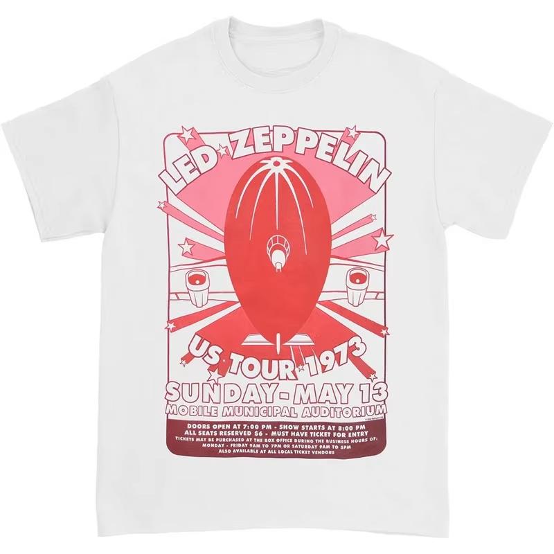 Band Photo Led Zeppelin Band TShirt Cotton Graphic Tee Men Women Summer Streetwear