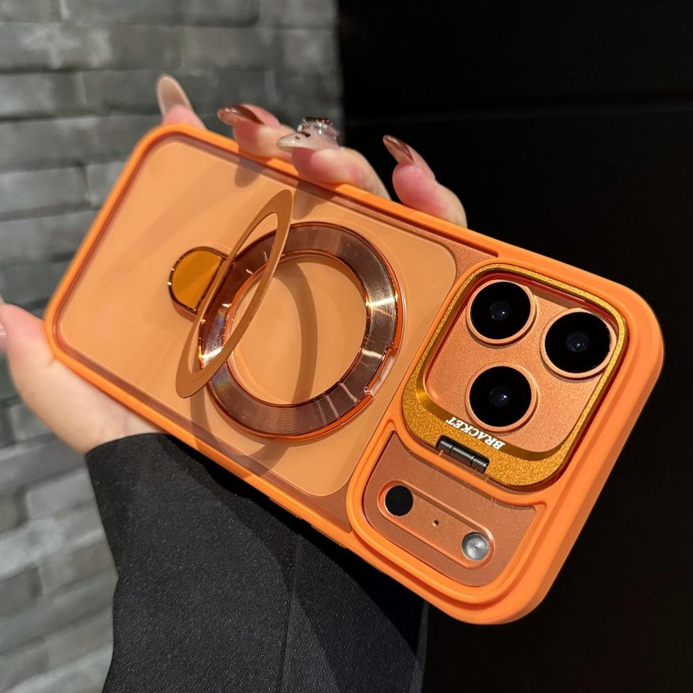 Fold Lens Stand Magnetic Holder Case For For Iphone 17 16 15 14 Plus 13 12 11 Pro Max Air Transparent For Magsafe Acrylic Hard Cover