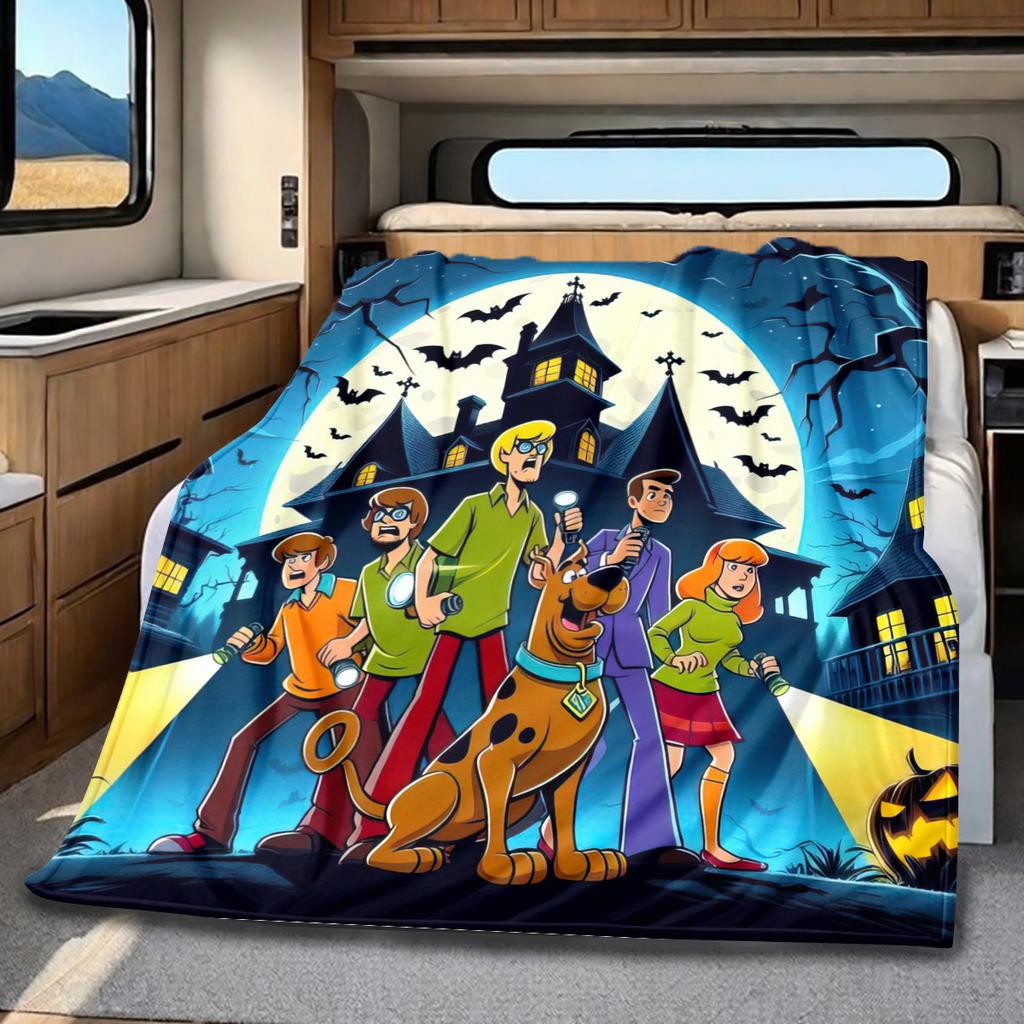 Halloween fantasy comedy adventure cartoon movie Scooby-Doo blanket soft home furnishing nap decoration four seasons warm Sherpa blanket U4