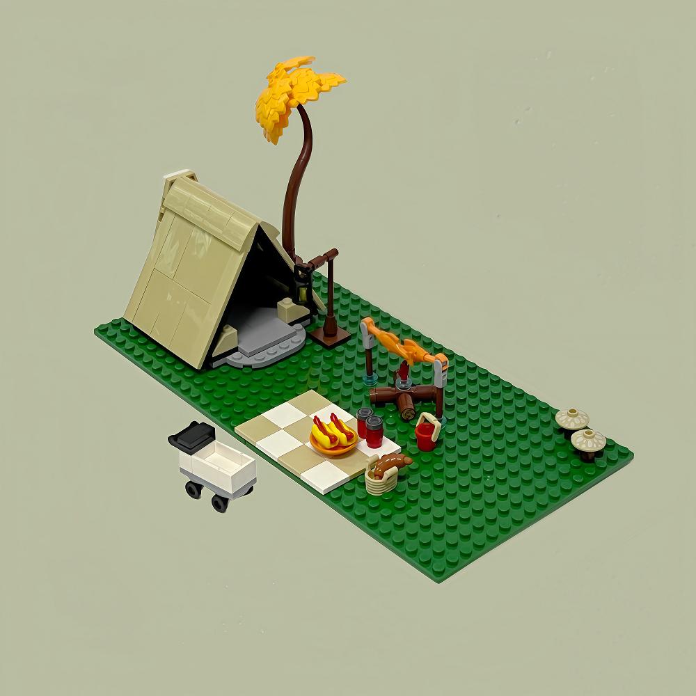 Hochwertiger Moc Hochwertiges Camping Hochwertiges Picknick Hochwertiges Bauen Hochwertige Bausteine Spielsets Hochwertiges Camping Hochwertig beige