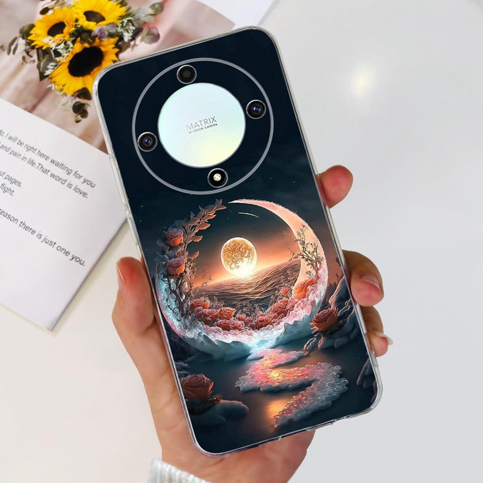For Honor X9b 5G Case ALI-NX1 Popular Flower Soft Clear Silicon TPU Cover For Honor X9a RMO-NX1 HonorX9 ANY-NX1 Shockproof Funda