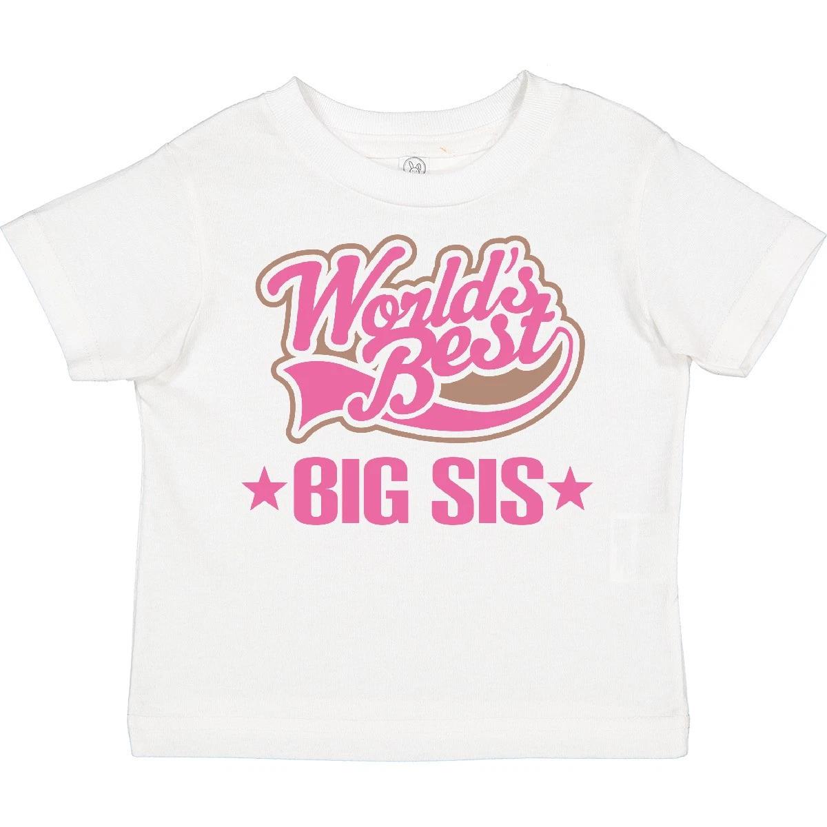 Inktastic Sister Worlds Best Big Sis Toddler kids boys T-Shirt Sibling Cute Pink Child Kid 100