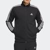 Adidas Color-Block Striped Logo Embroidered Stand Collar Jacket Men Outerwear Black IA9378