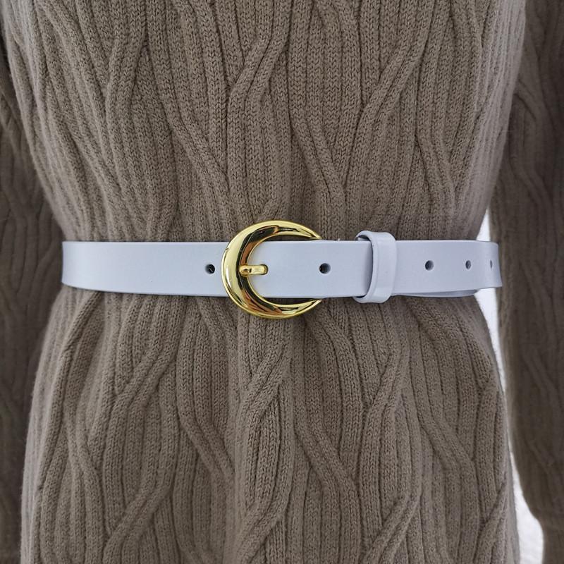 Classic Genuine Leather Womens Belt With Alloy Pin Buckle For Denim Pants
