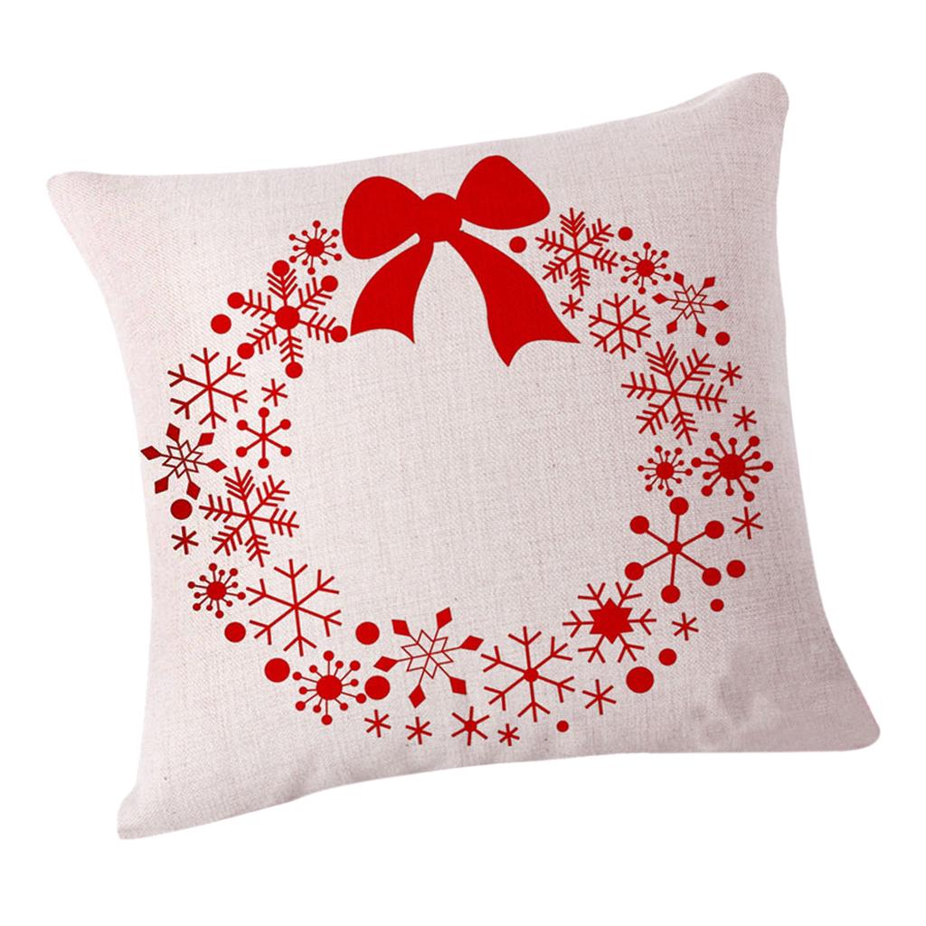 Buy 43cm Cotton Linen Christmas Square Pillow Case Consice Cushion