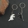 Adorable Dinosaur Couple Keychain - Cartoon Metal Pendant Backpack Accessory Gift