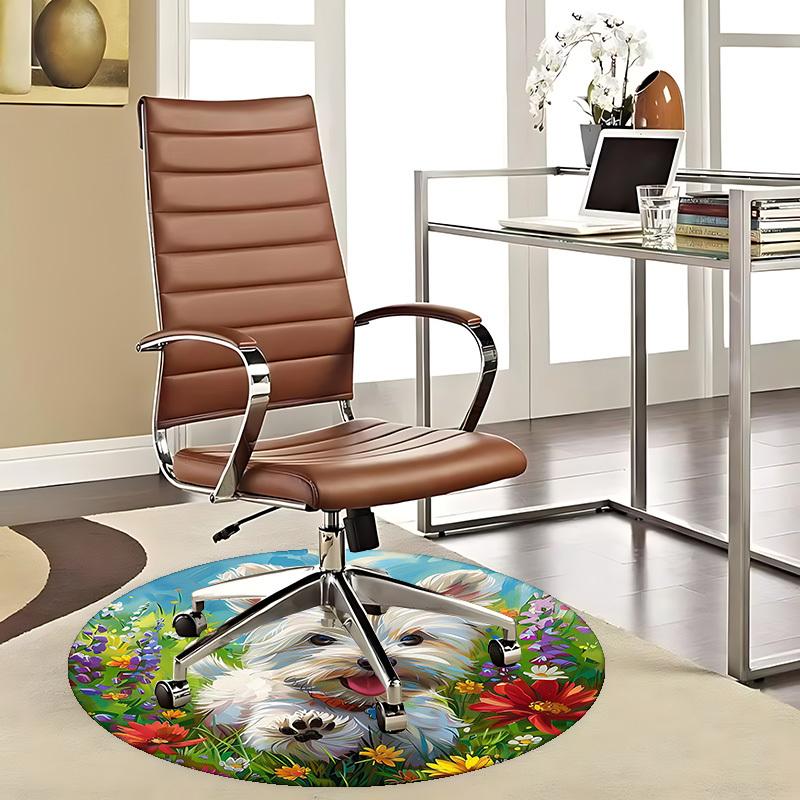 1pc Anime Design Round Carpet Office Chair Mat, Non Slip Rug for Home Decor, All Seasons