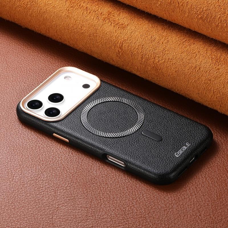 Cross Border Applicable IPhone 17 PROMAX Lychee Leather Pattern Magnetic Suction Phone Case Apple 16 Business Anti Drop Protective iPhone 17