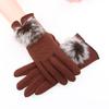 Warm gloves autumn and winter women's bow thickened fleece cold-proof outdoor riding non-inverted fleece touch screen gloves