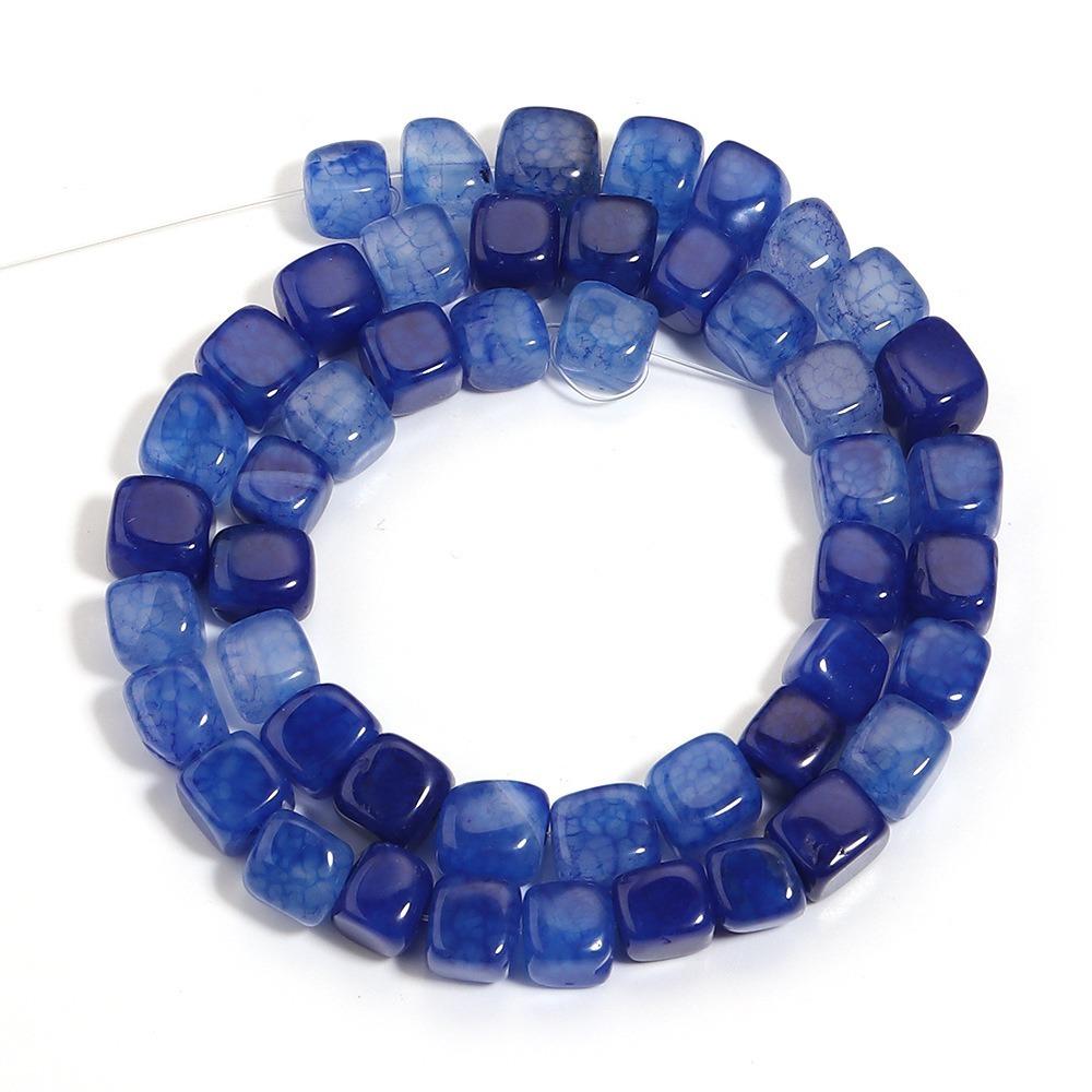 

8mm Dragon Pattern Agate Beads DIY Square Stone Bead Bracelet Crystal Clear Colorful Beaded Accessories королівський синій колір