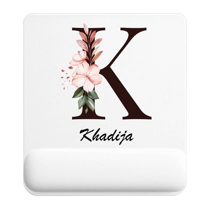 Tapis de souris - PLANETEE - Khadija Lettre Fleur - 22x18 cm - Polyester/Caoutchouc - Ép. 3 mm