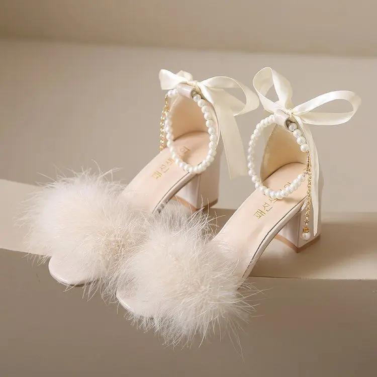 Fashion Square Heels Ladies Shoes Sales Outdoor Luxury 2025 Vintage Casual Summer Comfortable Anti Slip Hot Designer Vip Women's Sandals