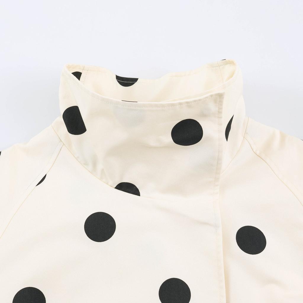 European and American Style, New Women's Clothing, Long-sleeved Stand-up Collar Polka Dot Bomber Jacket 8372236