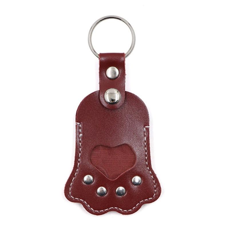 Fashionable Pet Hair Memorial Keychain PU Leather Souvenir Pouch For Cats Dogs Furs Storage Animal Accessories Keyring