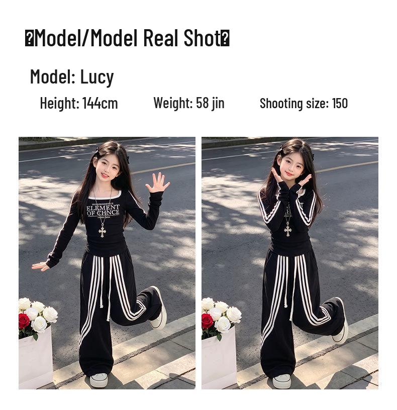 Girls' Stylish Autumn 2026 Long-Sleeve Shirt & Casual Sweatpants Set