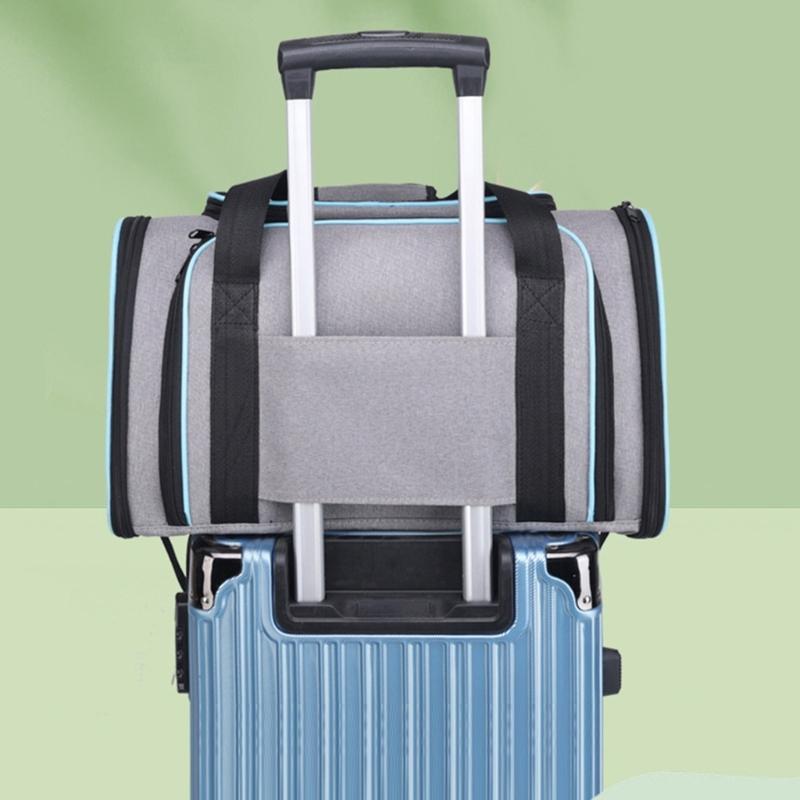 Expandable Cats Carriers Bag with Breathable Mesh Adjust Shoulder Strap Travel Case for Pet Dog Ventilation Suitcases