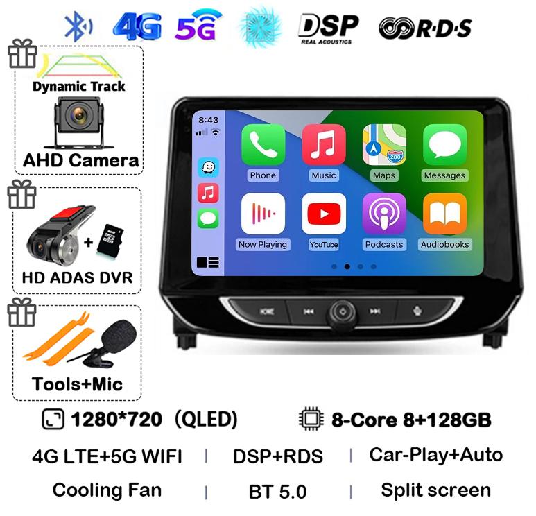 Android 14 Carplay Auto 4G+WIFI Car Radio For Chevrolet Tracker 4 2019 2020 2021 2022 Multimedia Stereo Video Player GPS Audio