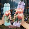 1PC Pink Protea Wild Flower Bloom 750ml Color Plastic Sports Water Bottle Leakproof Flip Straw Lid For Sports Office Home Use