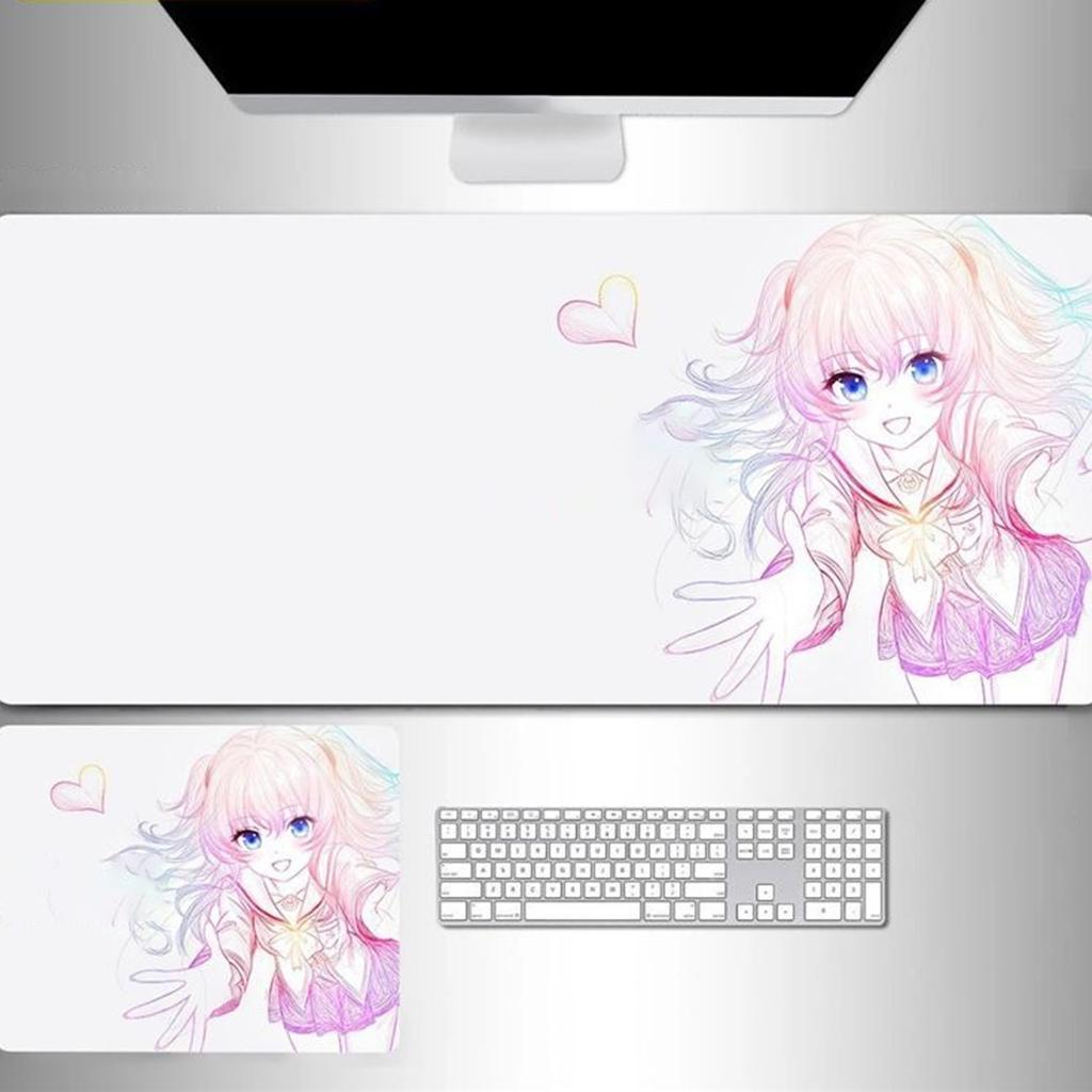 Line Art Anime Oversized Mouse Pad Twodimensional Office Desktop Nonslip Mat Esports Gaming Computer Keyboard Mat