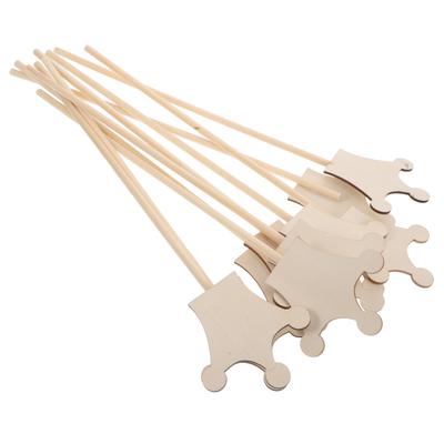 10pcs DIY Wooden Fairy Wand Crown Shaped Crafts For Kids Birthday Party Favors Halloween Princess Wands Unfinished Fairy Sticks