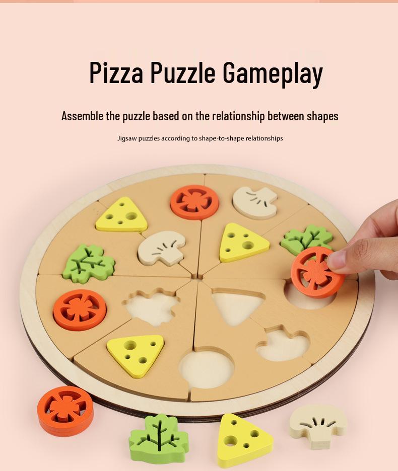 Wooden Pretend Play Kitchen Set: Cutting Vegetables, Mushrooms, and Pizza for Kids