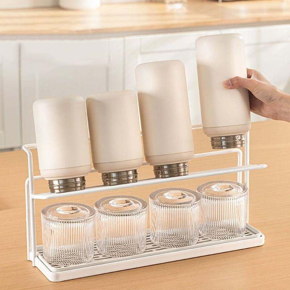 Sink Storage Rack 2Layer Cup Storage Rack Carbon Steel Cup Storage Tray Drain Cup Rack  Home