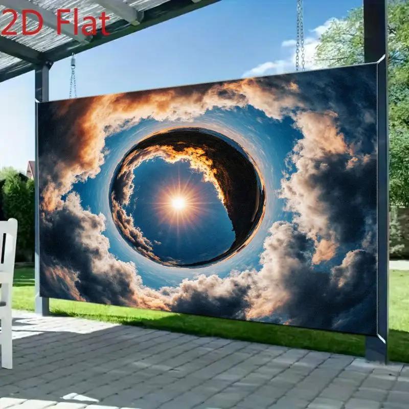 2D-Ebene, 1 Stück, zeigt eine helle Sonne und wechselnde Wolken. Geeignet für Fotostudios und Partyveranstaltungen.