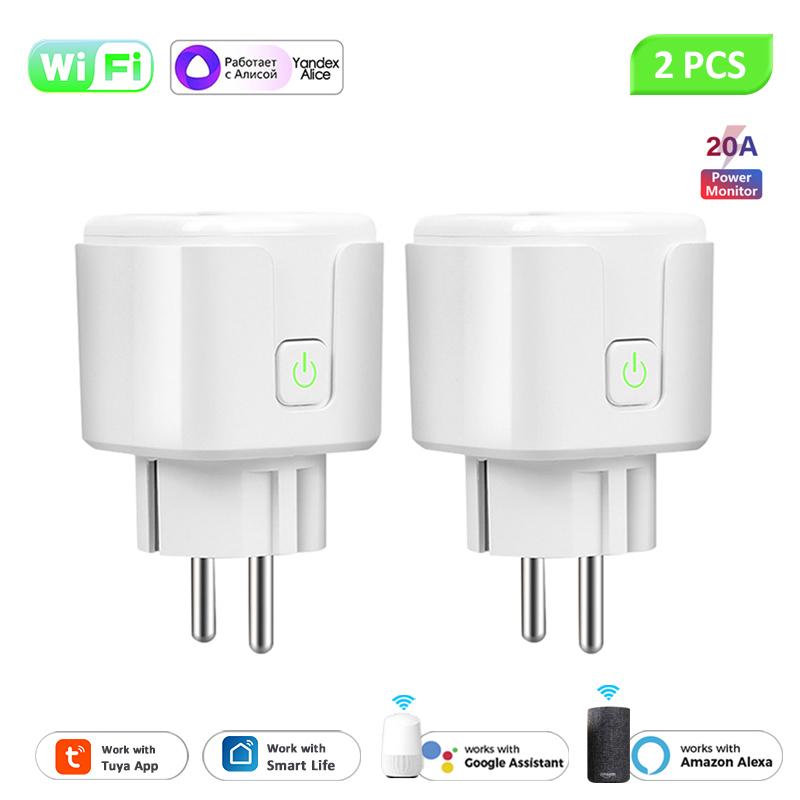 Wifi Smart Plug 20a Eu Socket Wireless Power Monitor Sockets Outlet Work With Alexa Google Home Tuya Smartlife Smart Home
