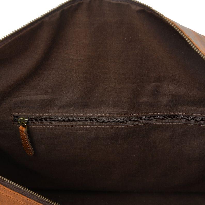Leather Duffle Bag: Handmade Brown Weekender Travel Bag