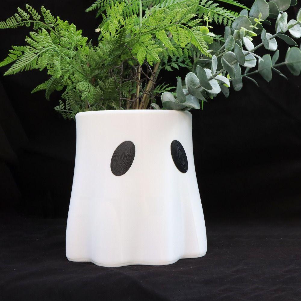Durable Plastic Halloween Ghost Bucket Ghost-Themed Candy Bowl Ghost Planter  Home Decor