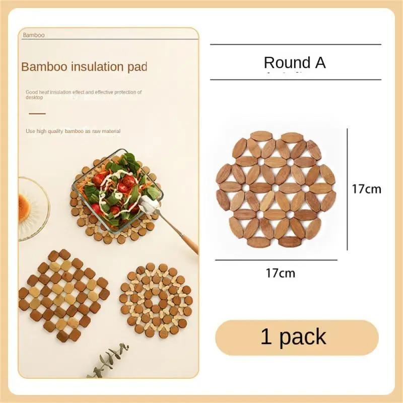 3PCS Bamboo Coaster Heat Insulation Pad Dining Plate Table Mat Hollow Bowl Mat Table Decoration Kitchen Accessories