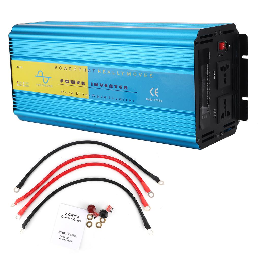 LCD USB Power Inverter Super Power Pure Sine Wave 2 Universal Plugs Dual Fan for Heat Dissipation 8000W