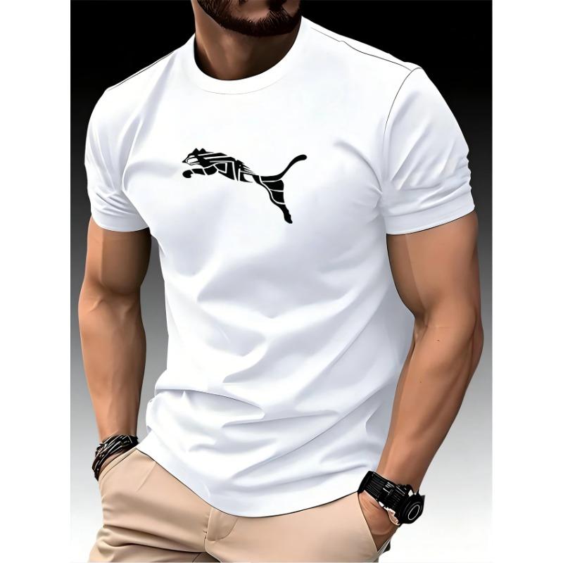 New Summer Luxury Men's Fashion Fox Leopard Print T-shirt Crewneck Casual Trend Y2K High-end High Quality Fitness Sports T-shirt