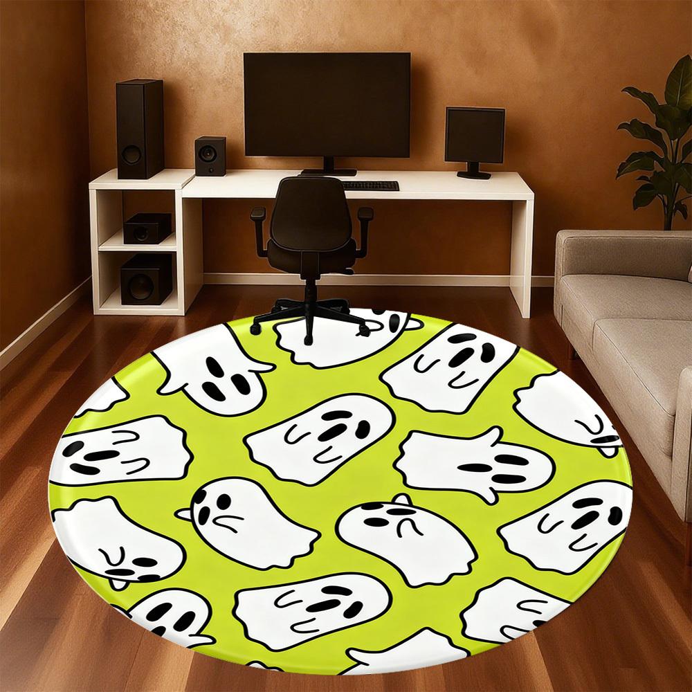 1pc Ghost Halloween Round Chair mat office Area Rug - Non-Slip, Floor Mat for Office, Bedroom, Ideal home decor gift p0105043