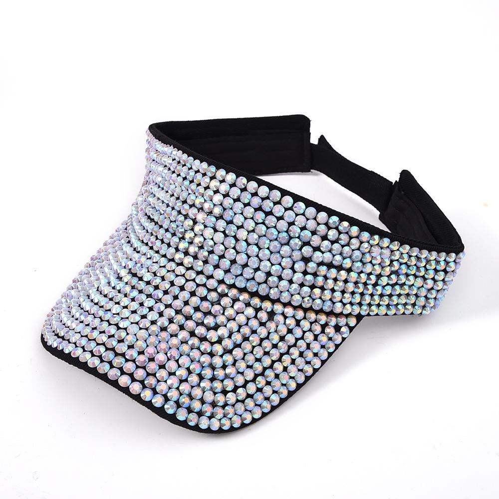 Flash Diamond Decorative Empty Top Hat, Women's Color Rhinestone Sun Hat, Outdoor Sunscreen Versatile Topless Cap Multi-color Optional
