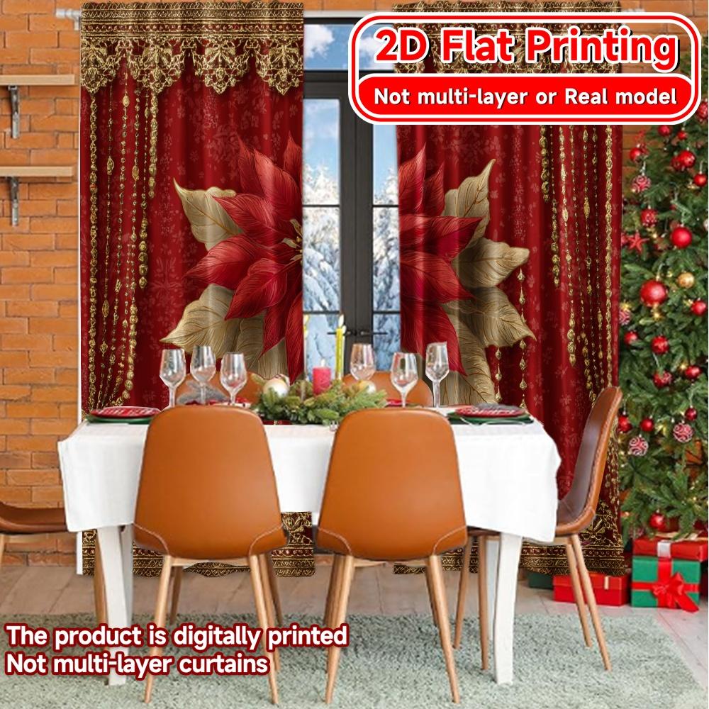 Set Of 2 Modern Flat Printing Crimson Elegance Curtain Prints Curtains Home Decor Ldeal Bedroom Light Filtering Polyester Ideal For