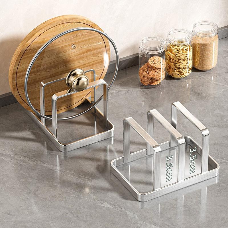 Kitchen Countertop Organizer Stainless Steel Cutting Board Holder for Chopping Boards Pot Lids Kitchen Utensil Storage