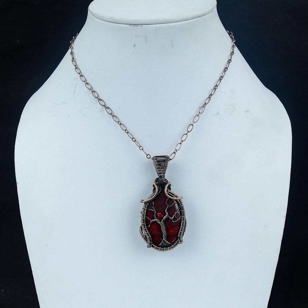 Red River Jasper Jewelry, 999 Copper Wire Wrapped Pendant Handmade Gemstone Jewelry, Gifts For Wife Brand New Pendant
