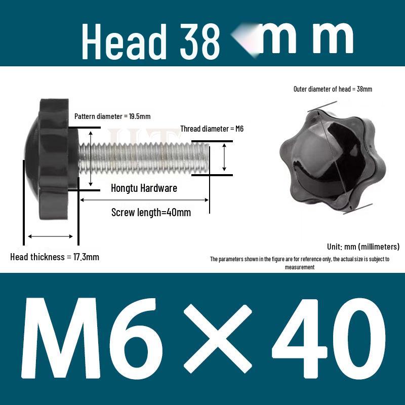 32-Head Rubber Six-Star Plum Blossom Handle Knob M5/M6/M8 Plastic Thumb Screw