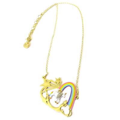 [P1999] - Ručně vyráběný náhrdelník 'Wonderful World' (Unicorn) vícebarevný zlatý