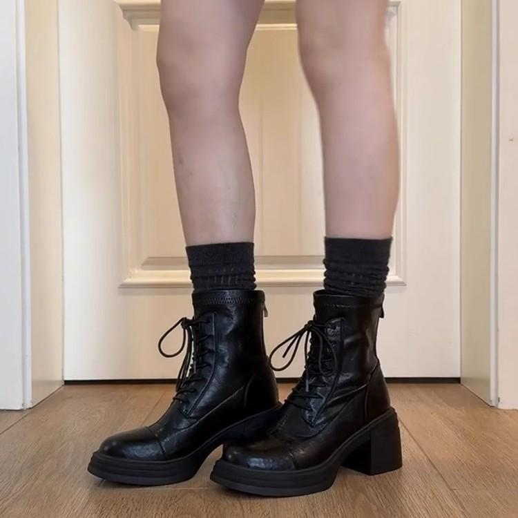 British style short boots for women 2026 new autumn and winter style thick heel elastic thick soled short boots
